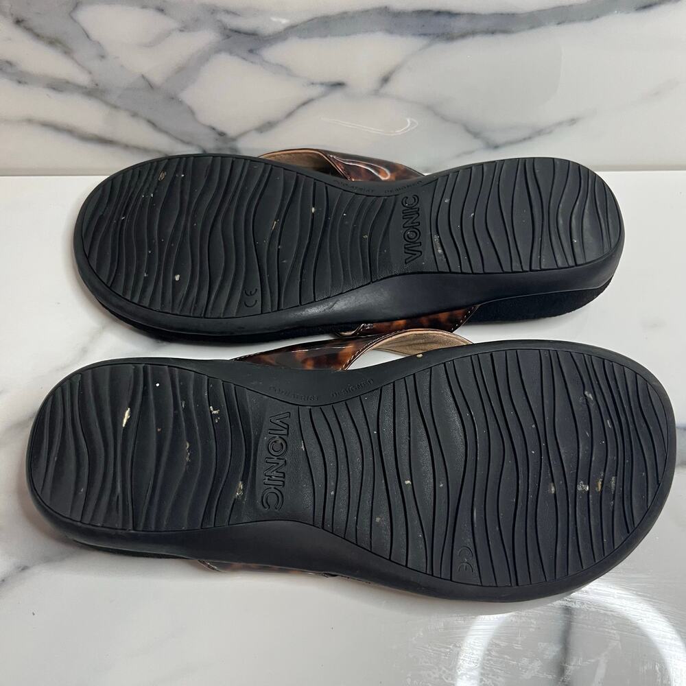 Vionic Women's Brown Tortoise Hilda Thong Flip Flop Sandal Sz 9.5 Comfort - Picture 4 of 4